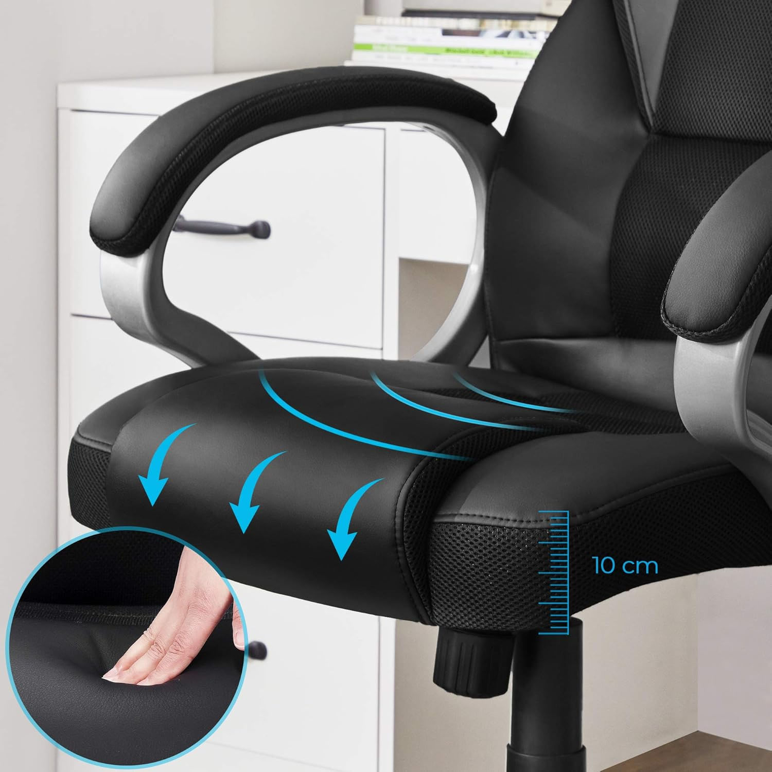 Scaun de birou ergonomic, reglabil pe inaltime, functie balans, tapitat piele sintetica, 54x50x122 cm, nergu — imaginea 4