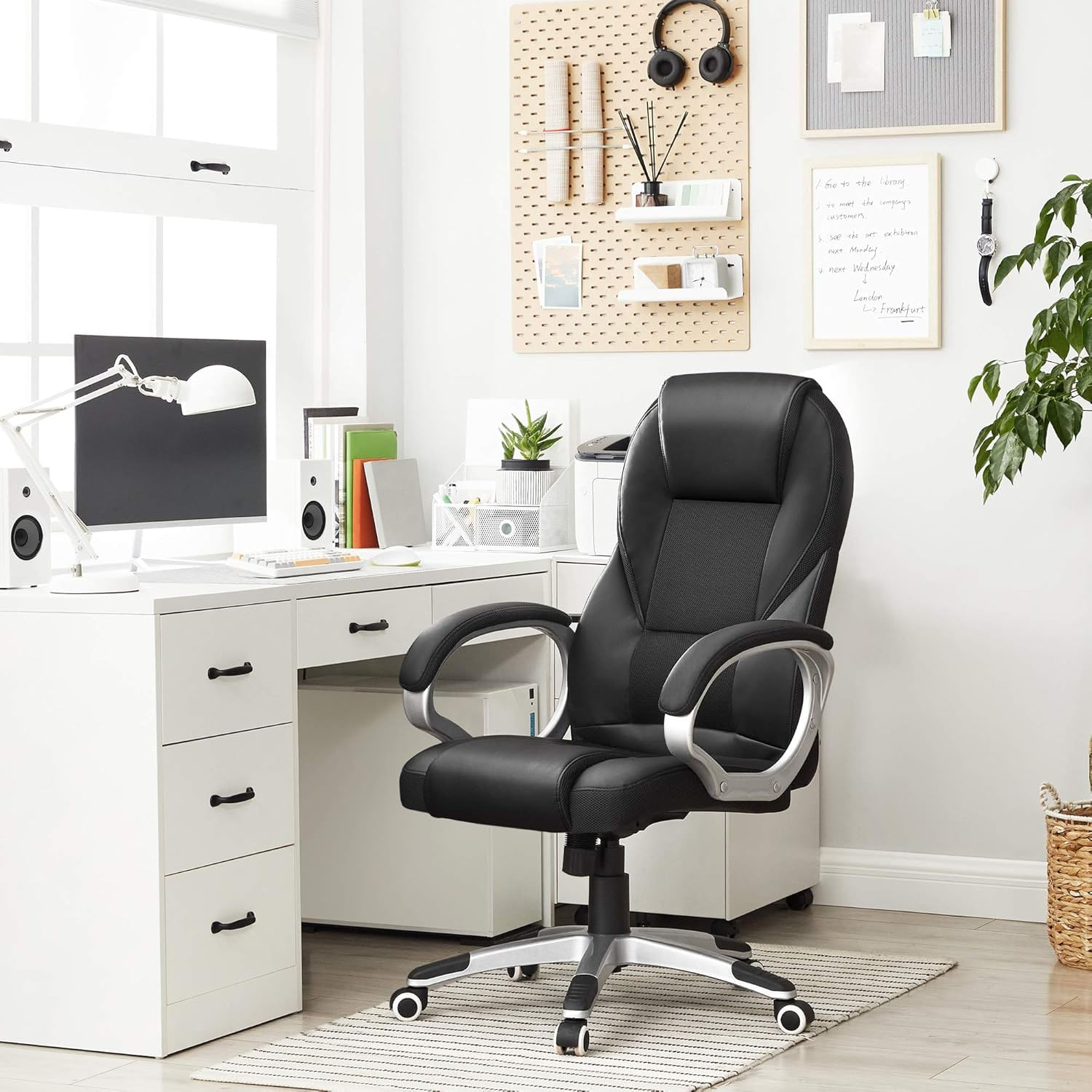 Scaun de birou ergonomic, reglabil pe inaltime, functie balans, tapitat piele sintetica, 54x50x122 cm, nergu — imaginea 8