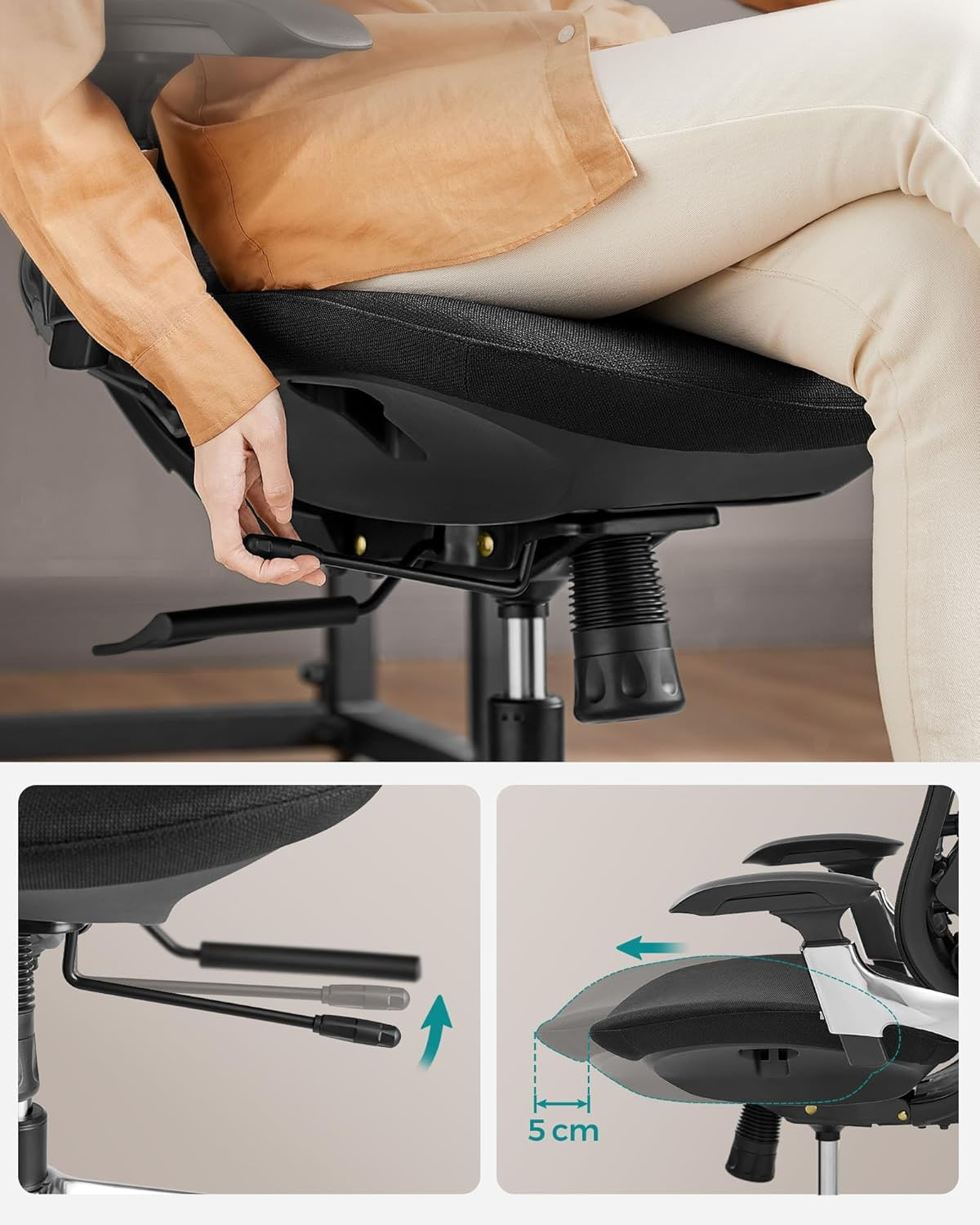 Scaun de birou ergonomic reglabil cu tetiera si suport lombar, inclinare 135A°, maxim 150 kg, 70x70x125 cm, negru — imaginea 7