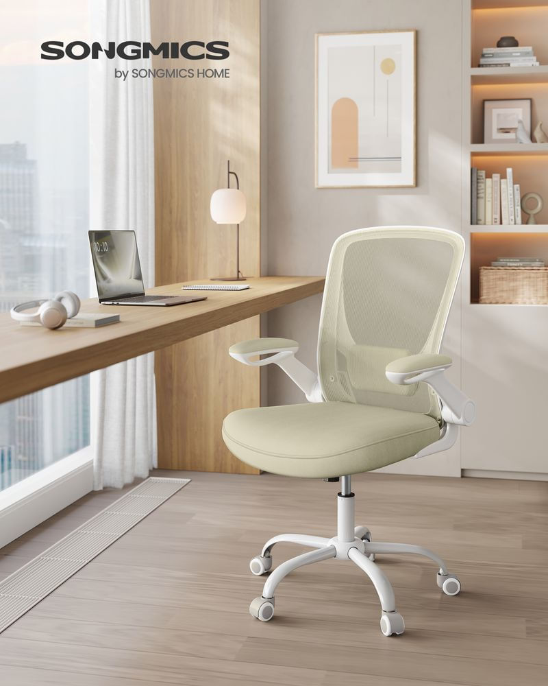 Scaun birou ergonomic reglabil spatar mesh suport lombar, 64x64x107 cm, maxim 120 kg, bej — imaginea 6