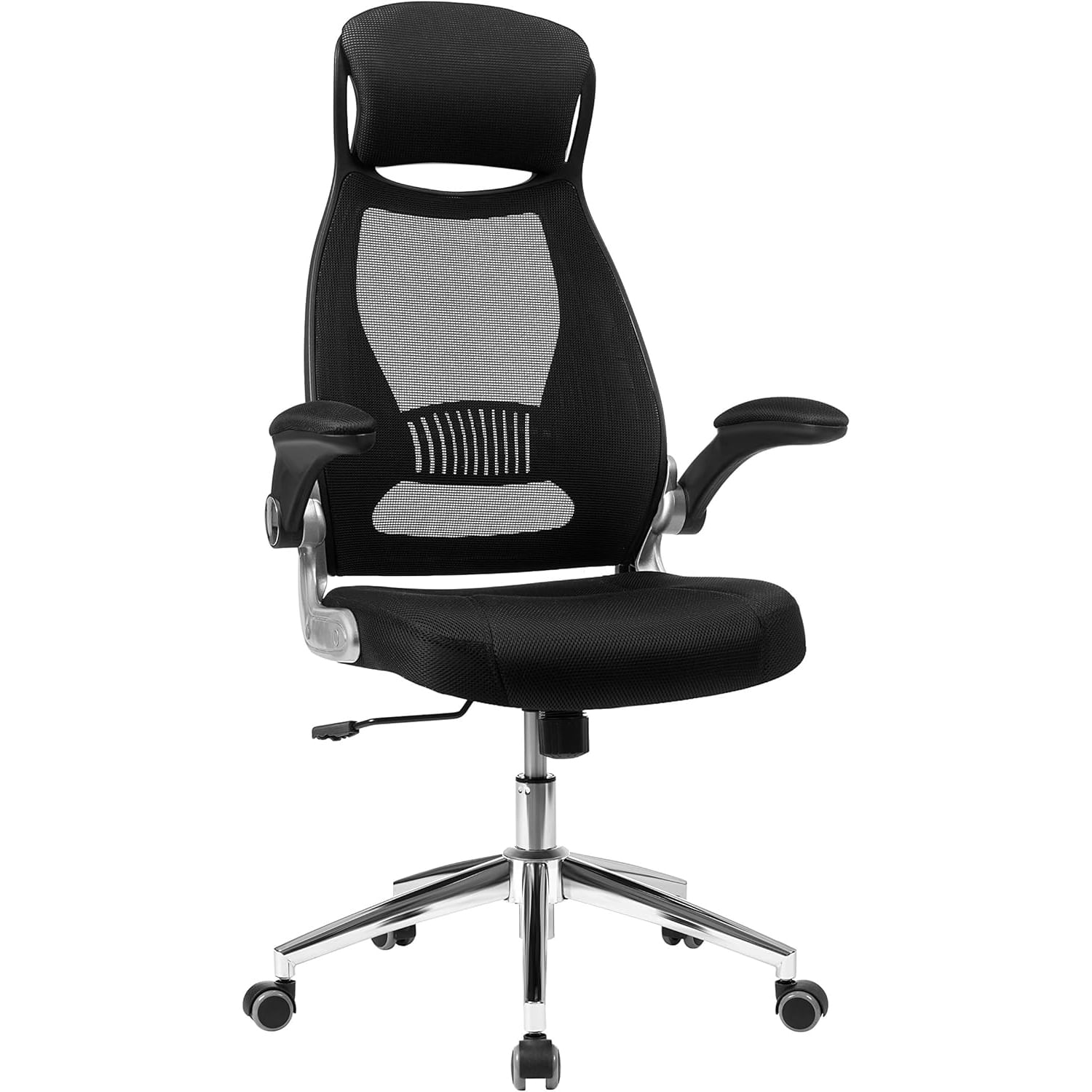 Scaun de birou ergonomic cu tetiera si brate rabatabile, spatar mesh, maxim 120 kg, 68x116-126 cm, negru — imaginea 7