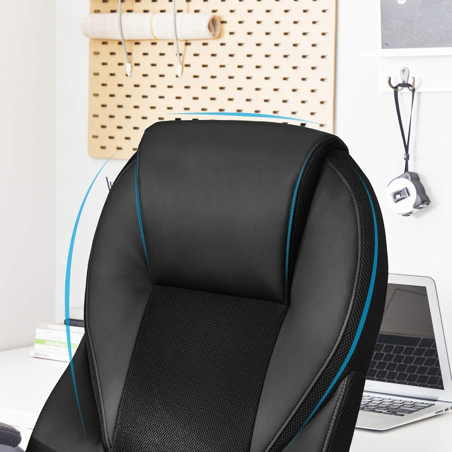 Scaun de birou ergonomic, reglabil pe inaltime, functie balans, tapitat piele sintetica, 54x50x122 cm, nergu — imaginea 9