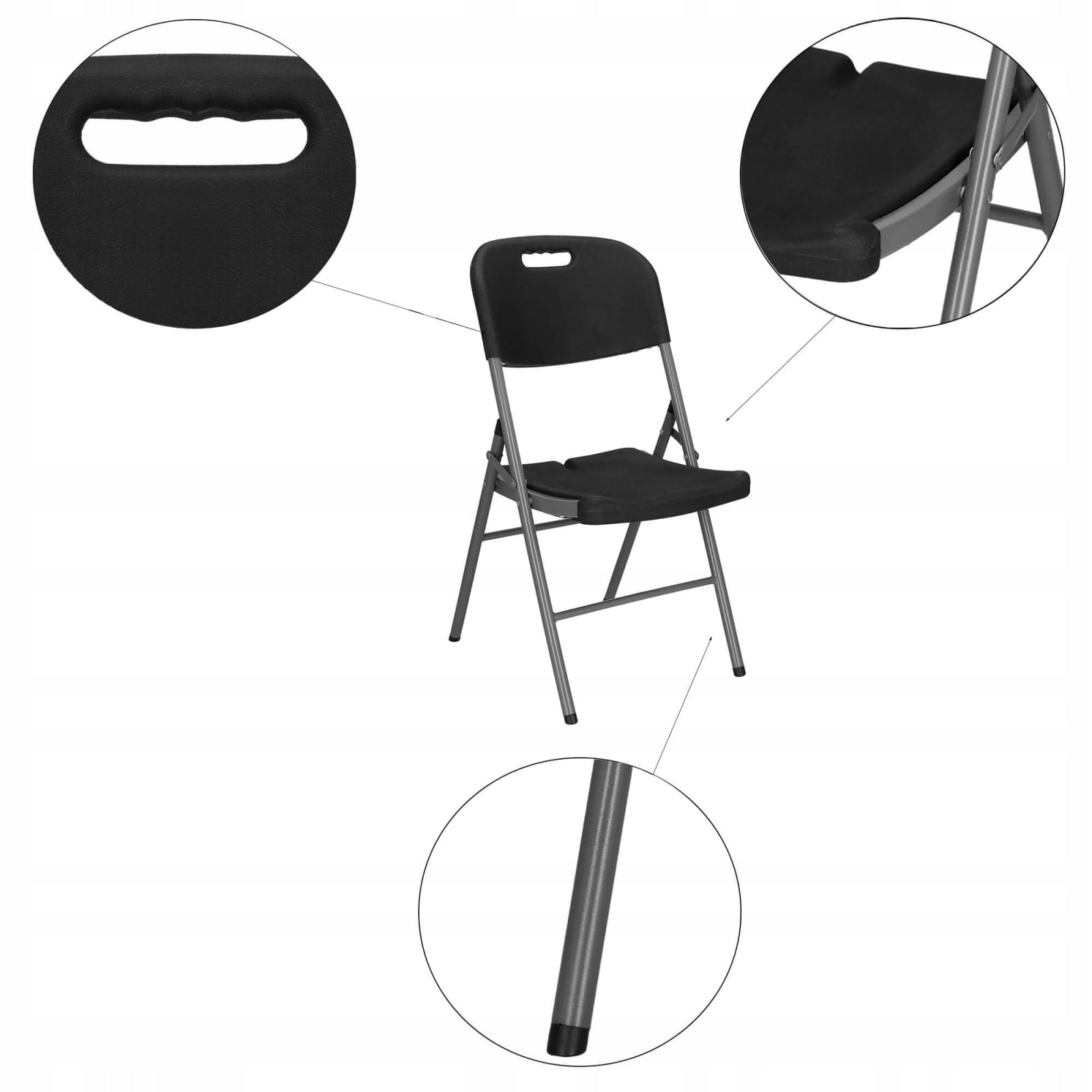 Scaun pliant din plastic pentru catering sau terasa, sarcina 150kg, negru — imaginea 5