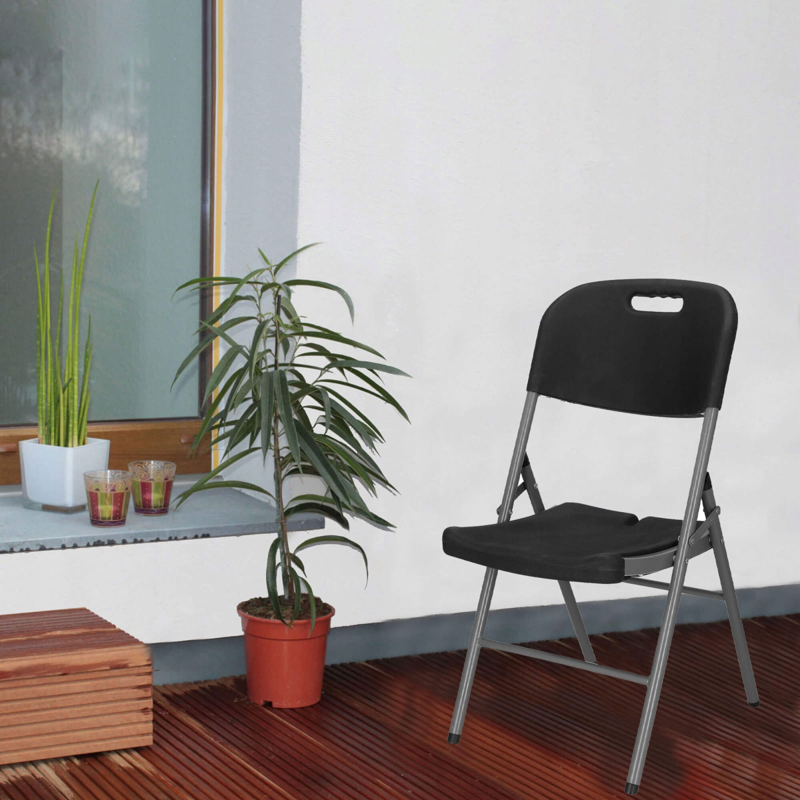 Scaun pliant din plastic pentru catering sau terasa, sarcina 150kg, negru — imaginea 11