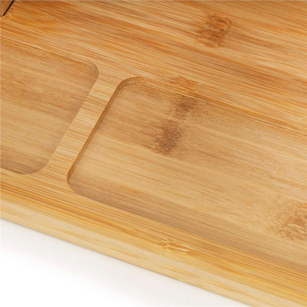 Set servire branzeturi platou bambus suport cutite 4 accesorii, 35x28x8 cm, design natural, maro natur — imaginea 10