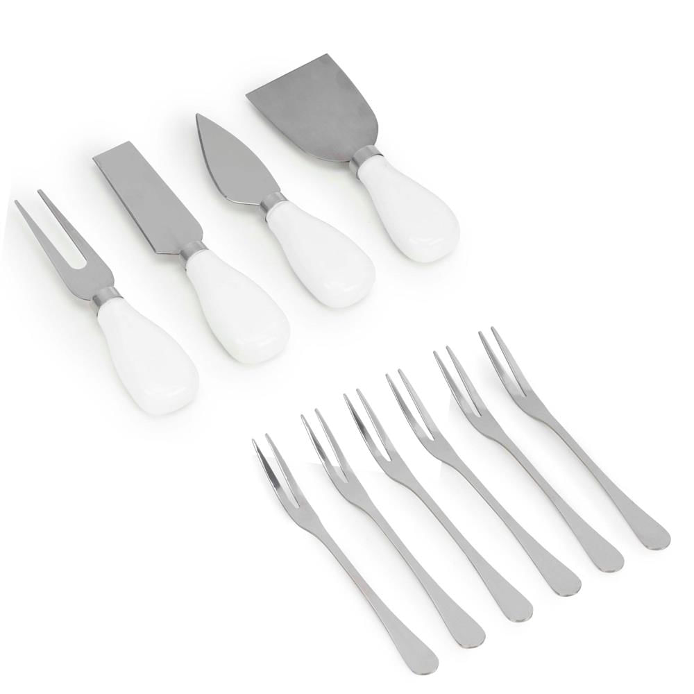 Set servire branzeturi platou bambus piatra 2 boluri 10 accesorii, 40x30x8 cm, design elegant, natur — imaginea 4