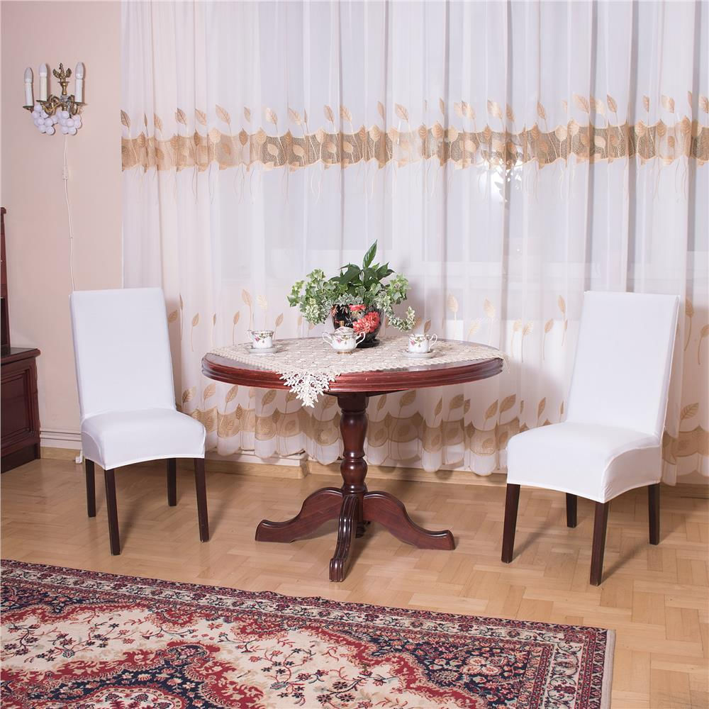 Set 4 huse universale scaun poliester spandex elastice, 45x60 cm, marime universala, alb — imaginea 6