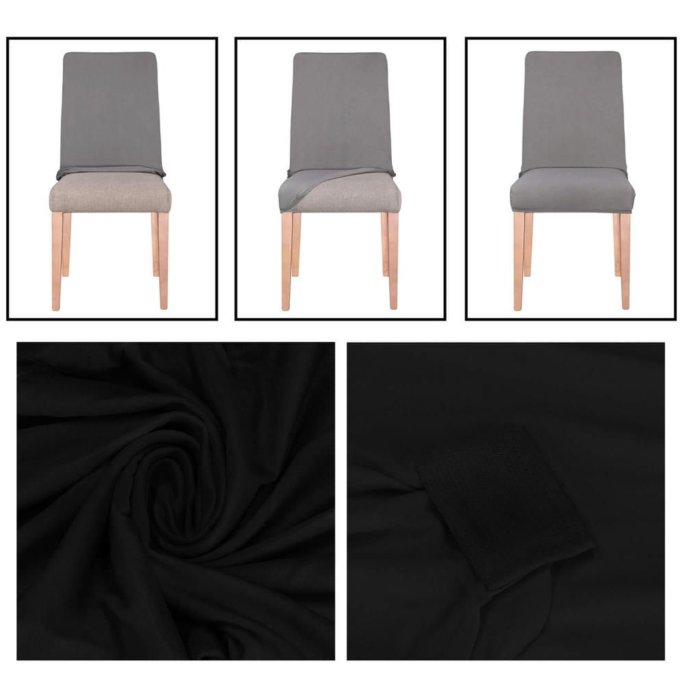 Set 4 huse universale scaune evenimente poliester spandex, marime universala, banda elastica, negru — imaginea 10
