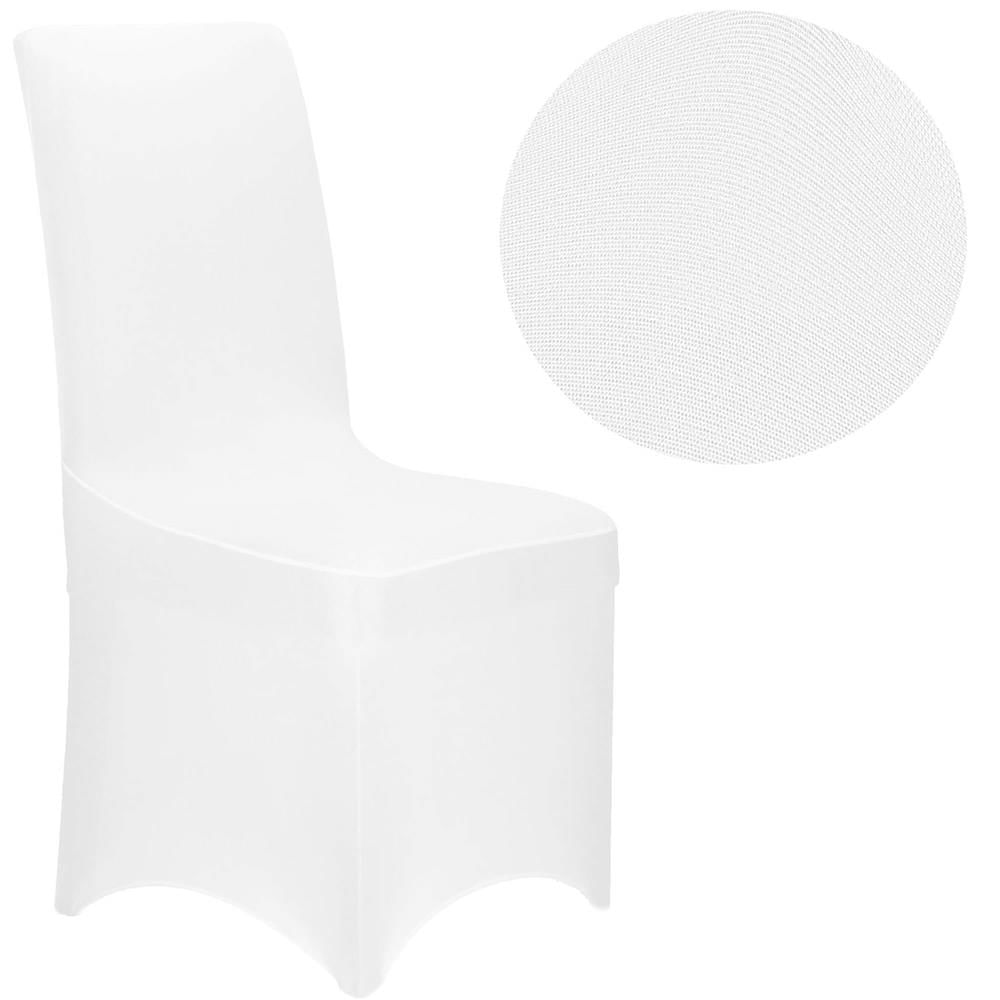 Set 4 huse universale scaune evenimente poliester spandex, marime universala, banda elastica, alb — imaginea 6