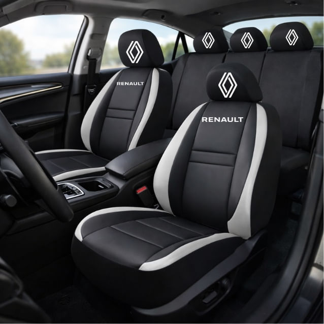 Set Huse Scaune Universale HLX4 Compatibile cu Renault Nou – Negru/Gri