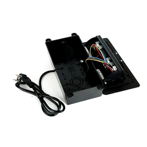 Priza Incorporabila in Blat, Adsinio,Retractabila, 2 Schuko, 1 USB-A, 1 USB-C, 16A, 220-240V, Negru