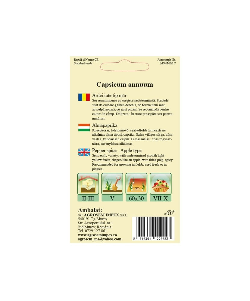 Seminte, Ardei iute Alma Picante 0.2gr