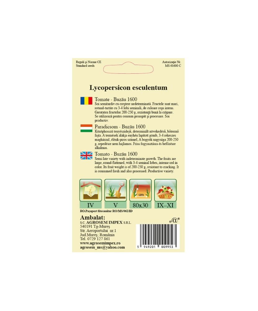 Seminte, Tomate Buzau 1600 0.2gr — imaginea 2