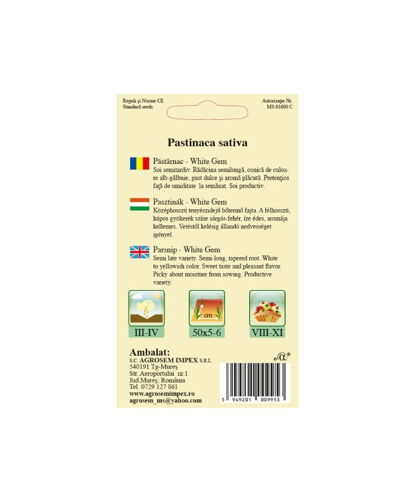 Seminte, Pastarnac White Gem 3gr