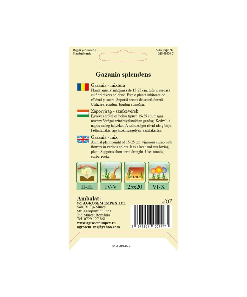 Seminte, Gazania mix 0.1gr