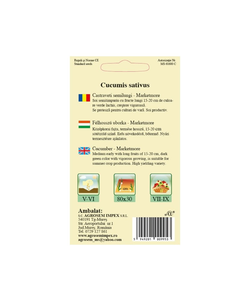 Seminte, Castraveti Marketmore 1.5gr