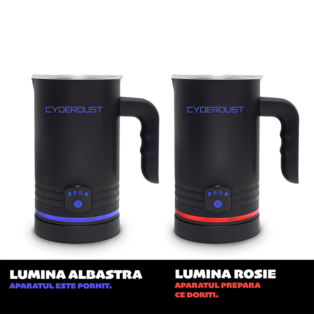 Spumator de lapte 4in1 CYBERDUST, Spuma calda/rece, Lapte vegetal,Matcha,Latte,Cappuccino,Machiatto,Mocha,140/160/430ml