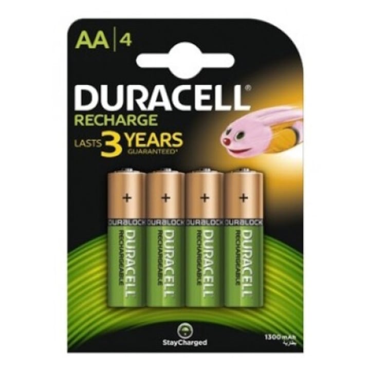 Set 4 Baterii reincarcabile Duracell Recharge R6/AA 1300 mAh