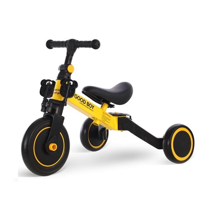 Tricicleta transformabila in bicicleta de echilibru pentru copii 2-6 ani, Galben