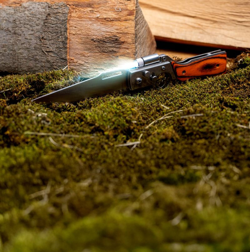 Cutit pliabil cu lanterna LED, 21 cm, multifunctional, pentru camping si pescuit, lama 9.5 cm — imaginea 4