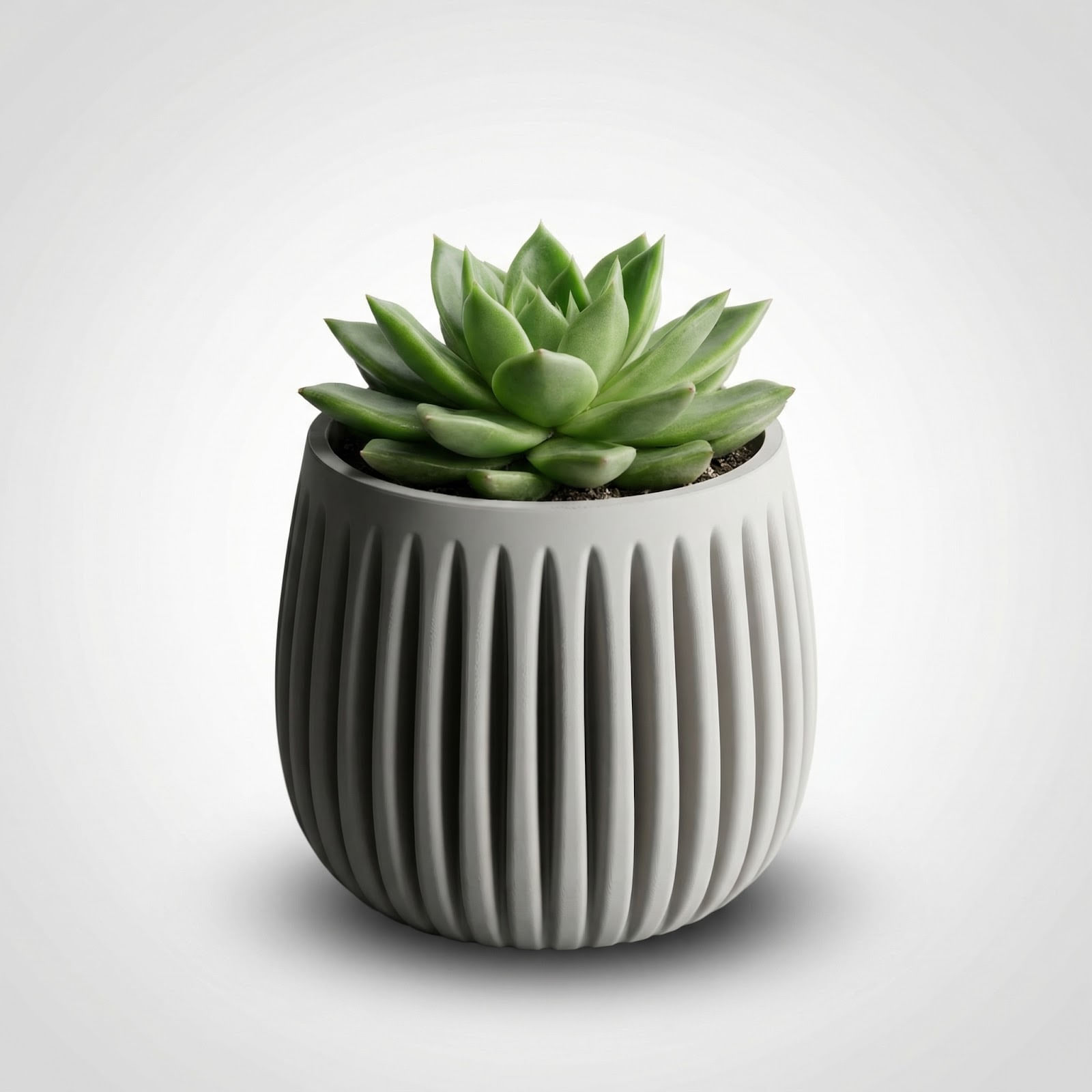 Ghiveci Decorativ cu Striatii Verticale, Gri, 18 cm — imaginea 2