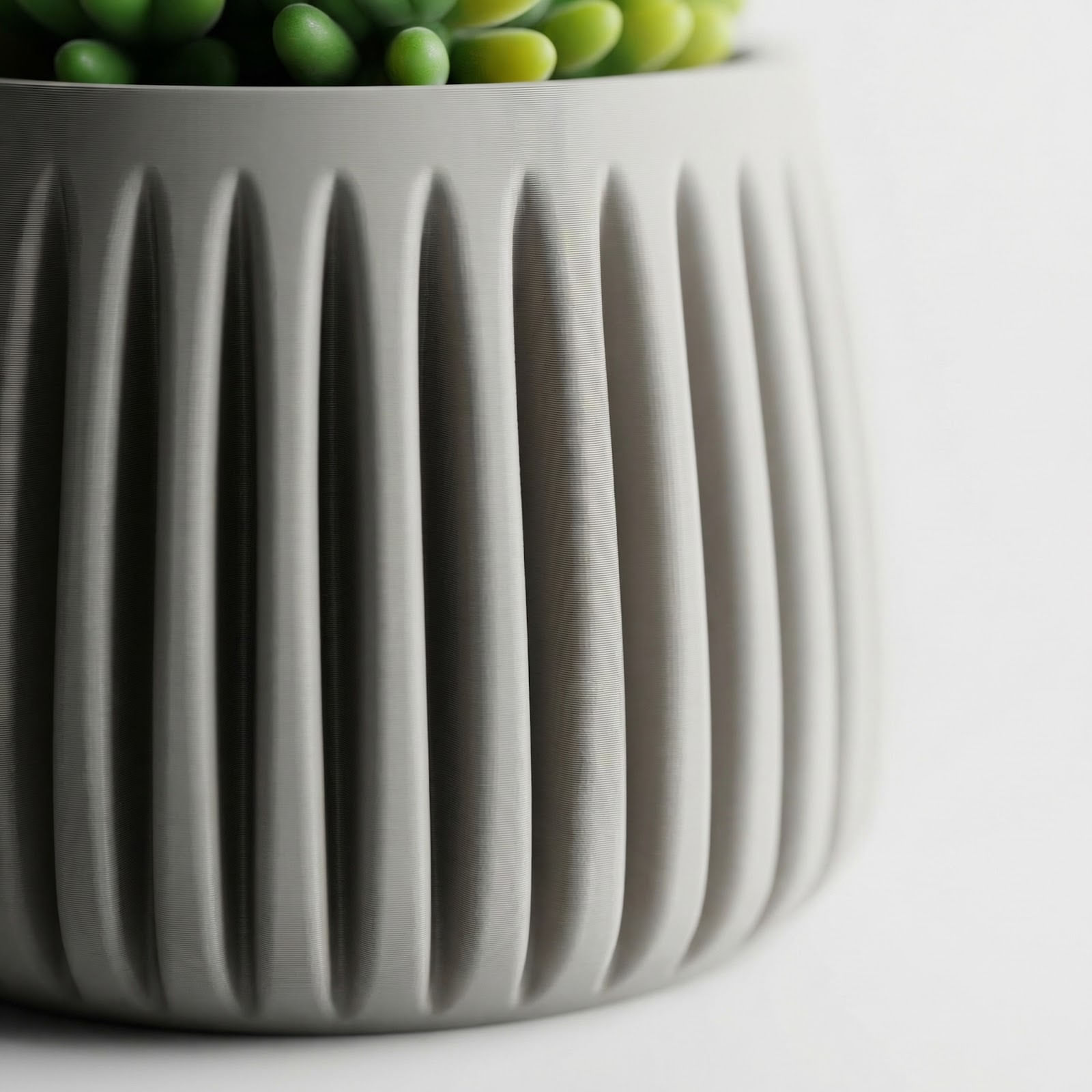 Ghiveci Decorativ cu Striatii Verticale, Gri, 18 cm — imaginea 5