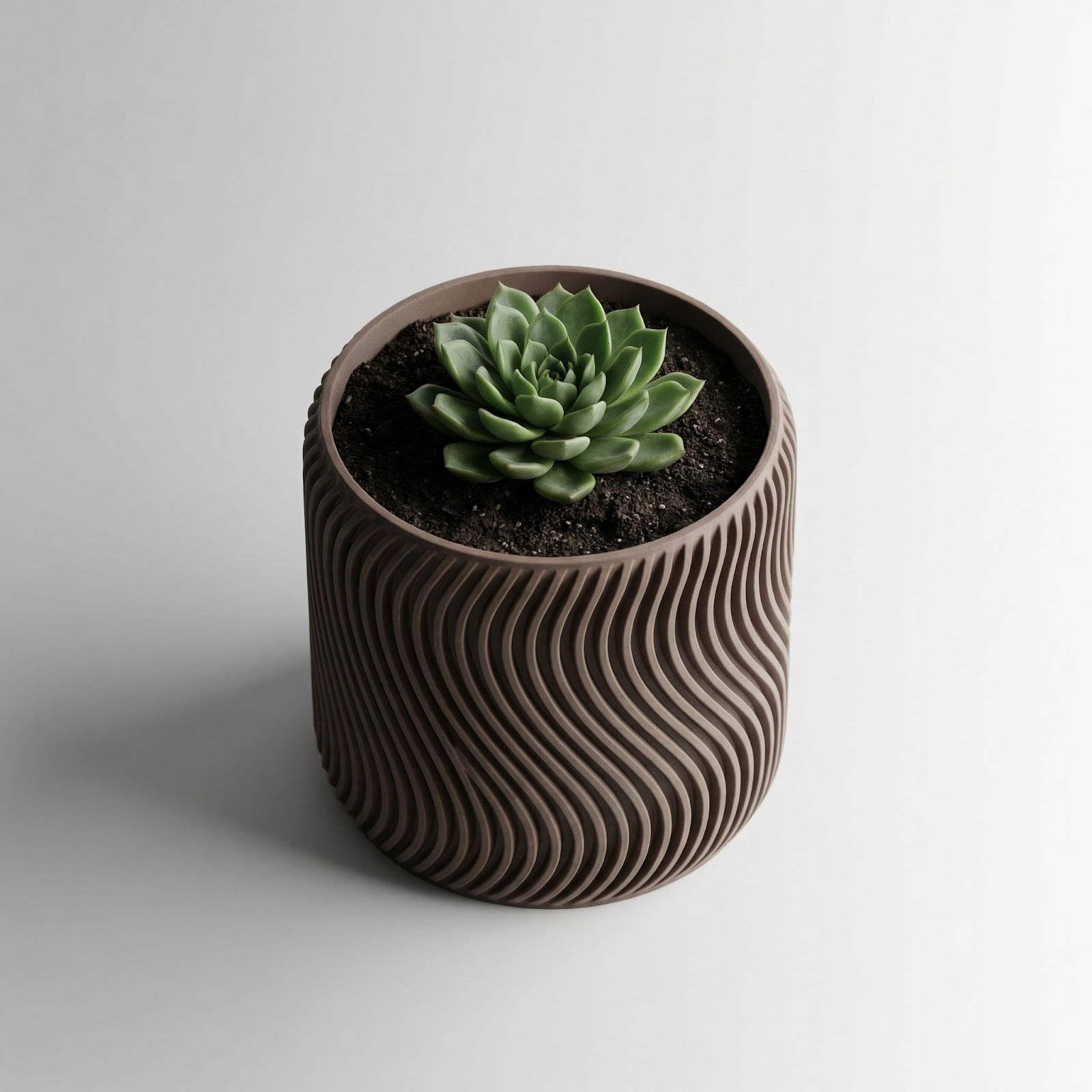 Ghiveci Decorativ cu Textura Ondulata, Maro, 14 cm — imaginea 6