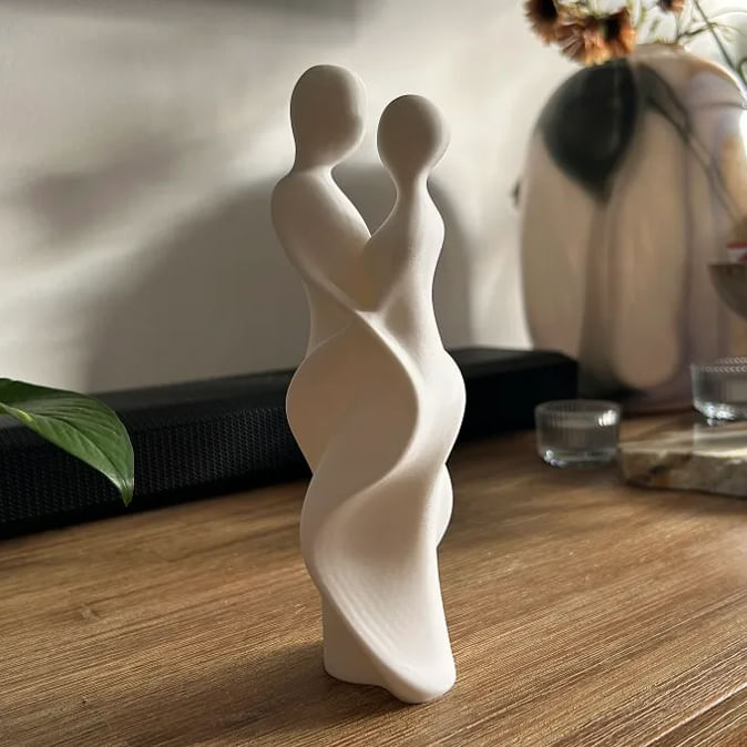 Statuie abstracta cuplu imbratisat, decor modern, 20 cm, plastic PLA