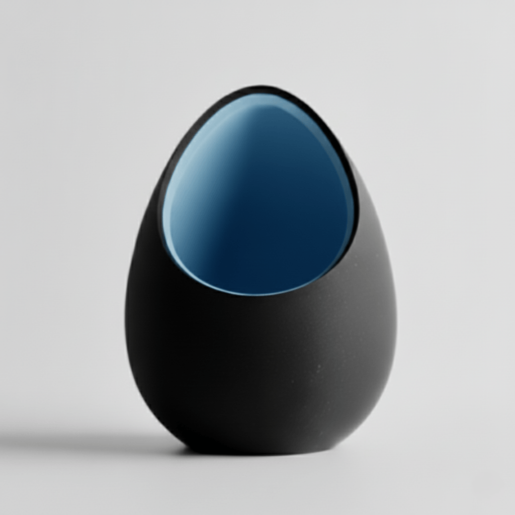 Ghiveci decorativ tip ou, culoare Midnight Onyx & Artic Blue, plastic PLA, 16 cm inaltime — imaginea 4
