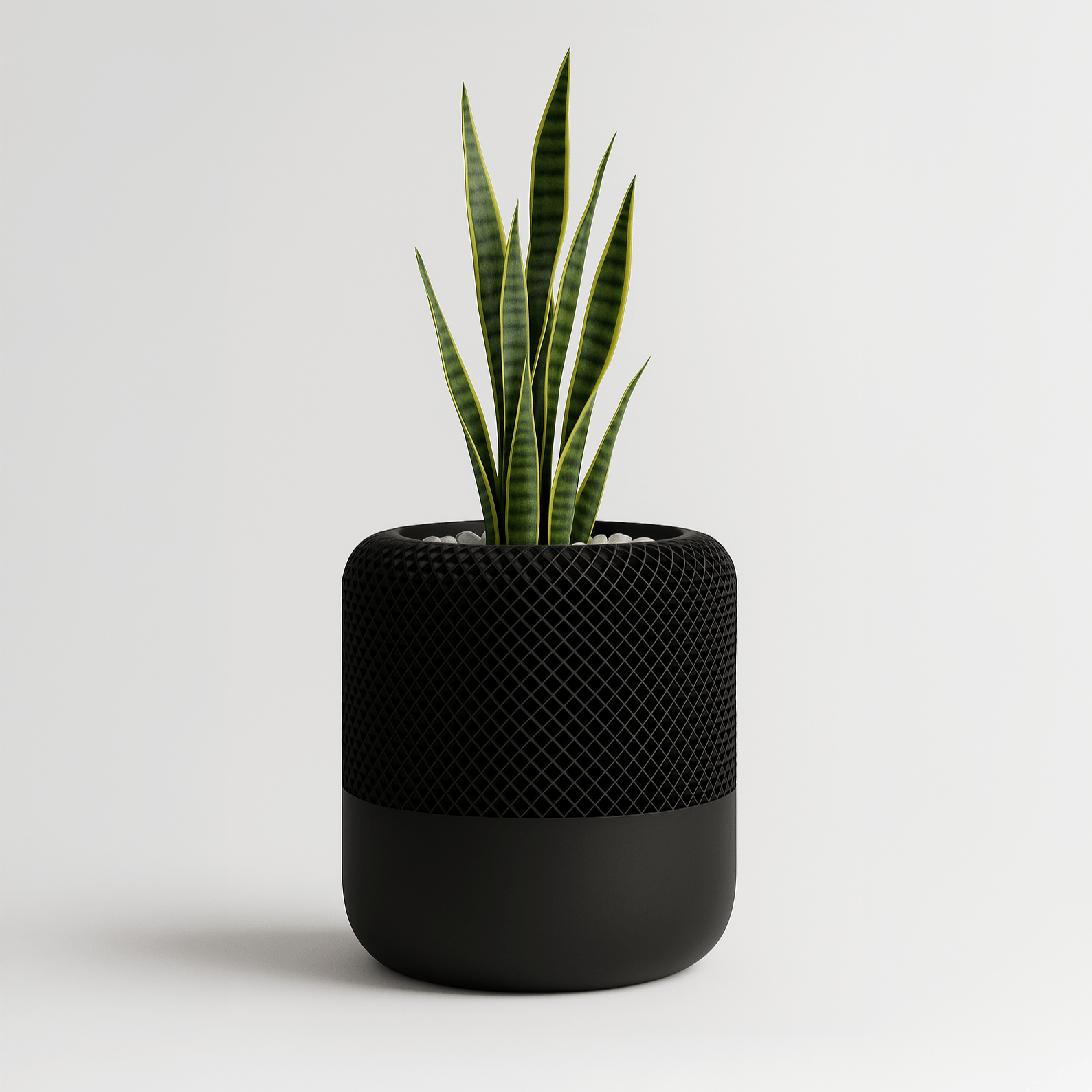 Ghiveci Inalt decorativ cu design tip plasa – culoare Midnight Onyx, plastic PLA, inaltime 13cm — imaginea 5