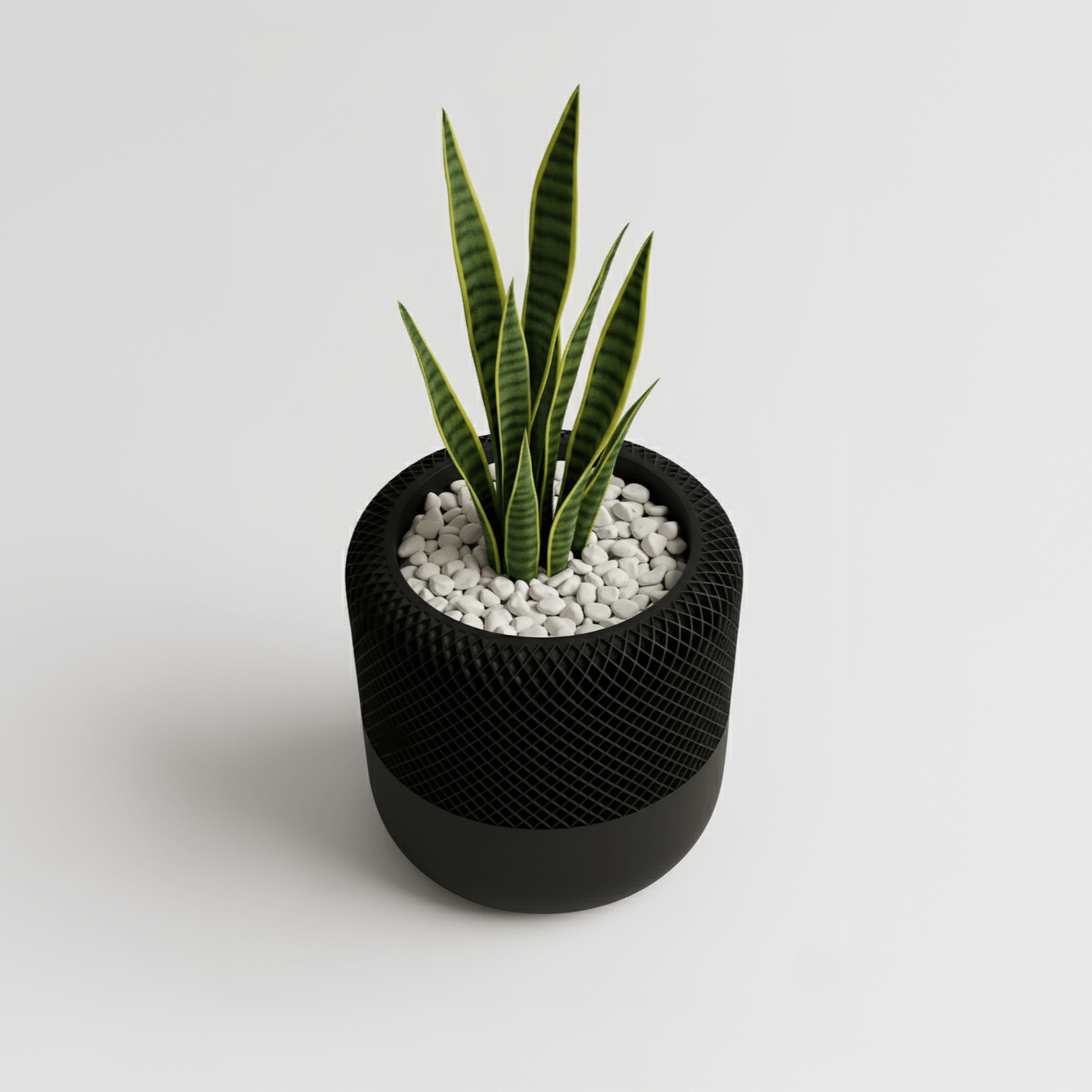 Ghiveci Inalt decorativ cu design tip plasa – culoare Midnight Onyx, plastic PLA, inaltime 13cm — imaginea 6
