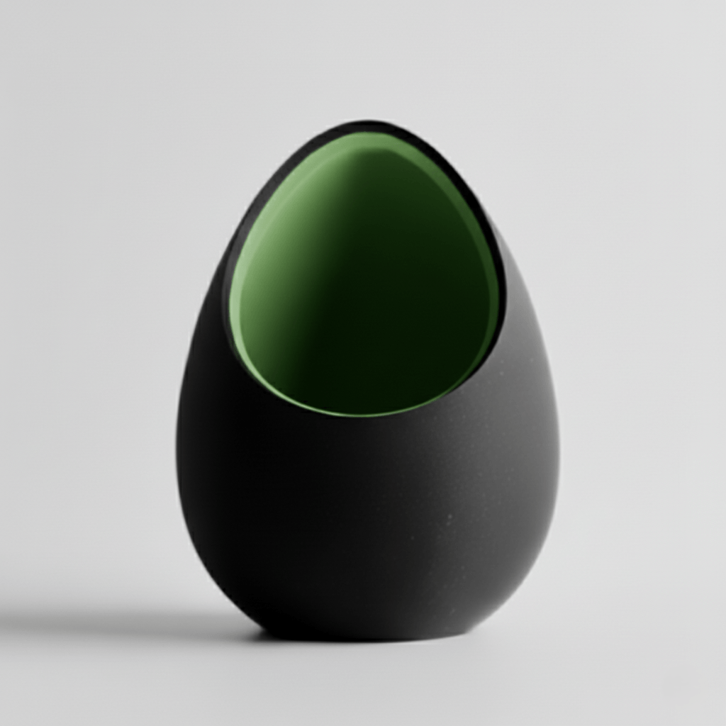 Ghiveci decorativ tip ou, culoare Midnight Onyx & Verde Oliv, plastic PLA, 16cm inaltime — imaginea 3