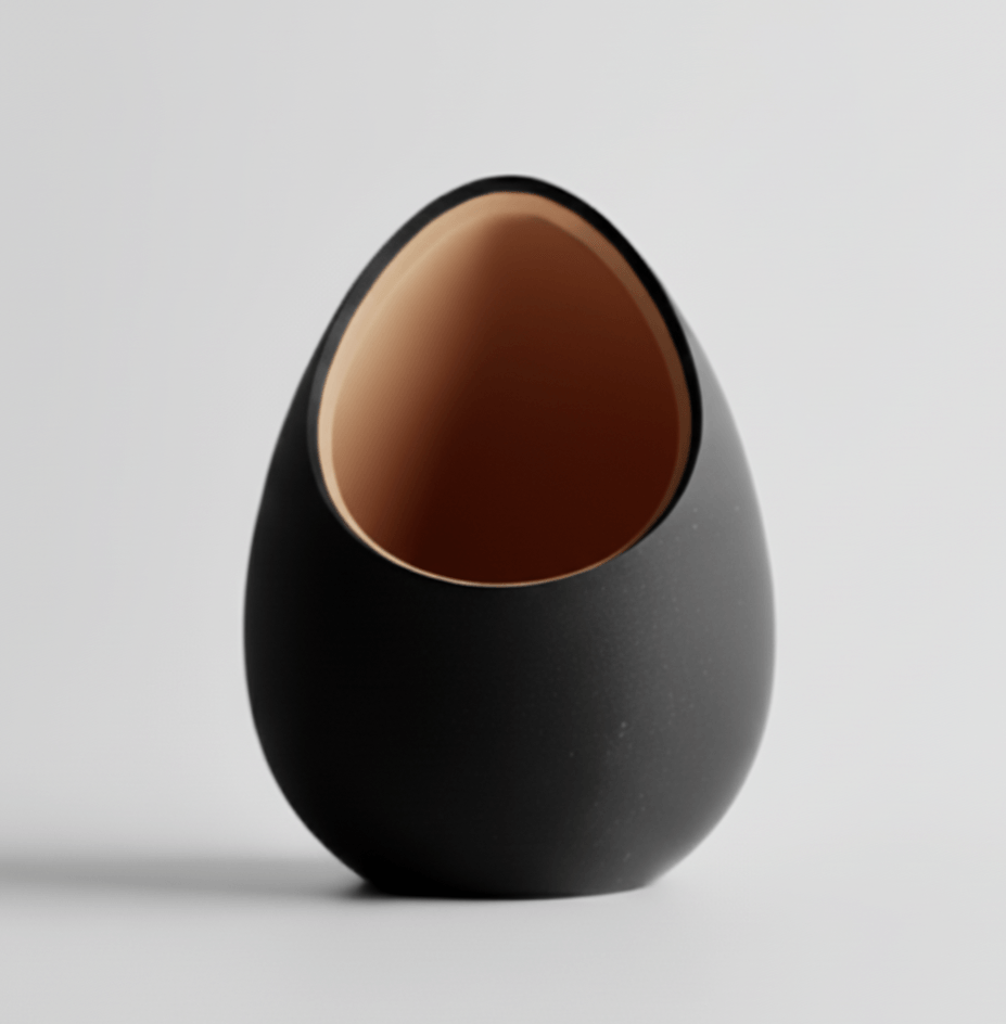 Set Ghivece mini decorative tip ou, culoare Midnight Onyx, plastic PLA, 16 cm inaltime — imaginea 6