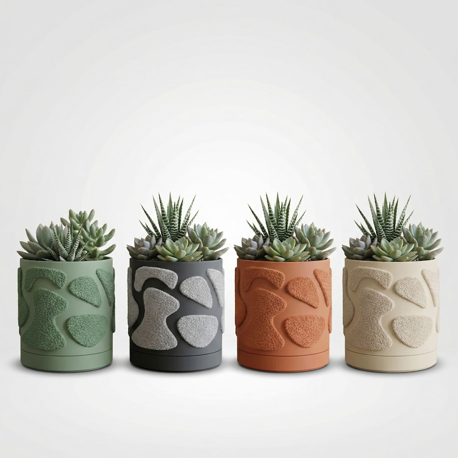 Ghiveci decorativ verde, 14 cm, cu drenaj integrat, textura organica — imaginea 2