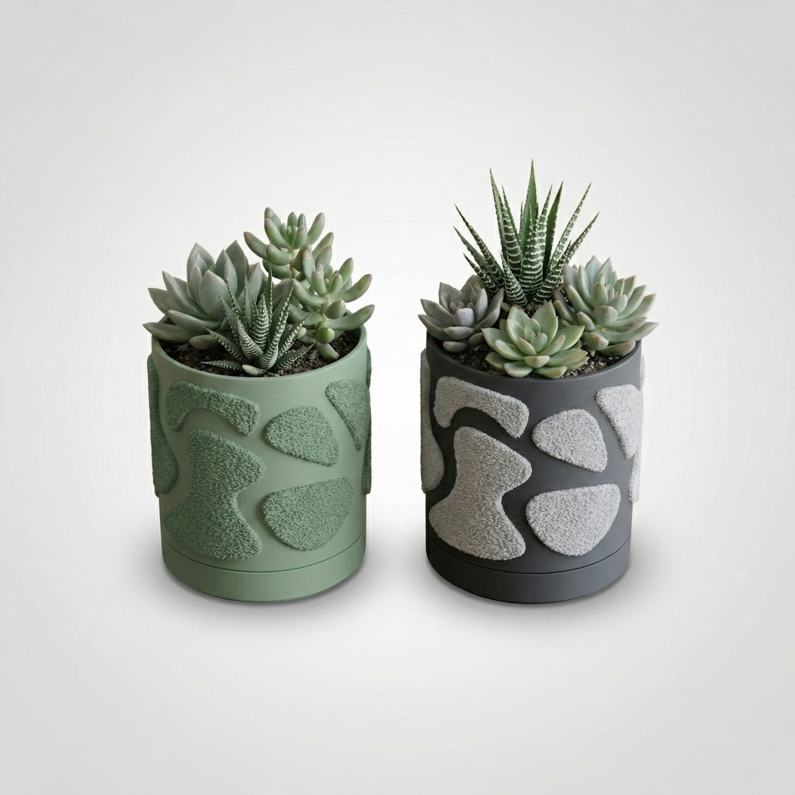 Ghiveci decorativ verde, 14 cm, cu drenaj integrat, textura organica — imaginea 3