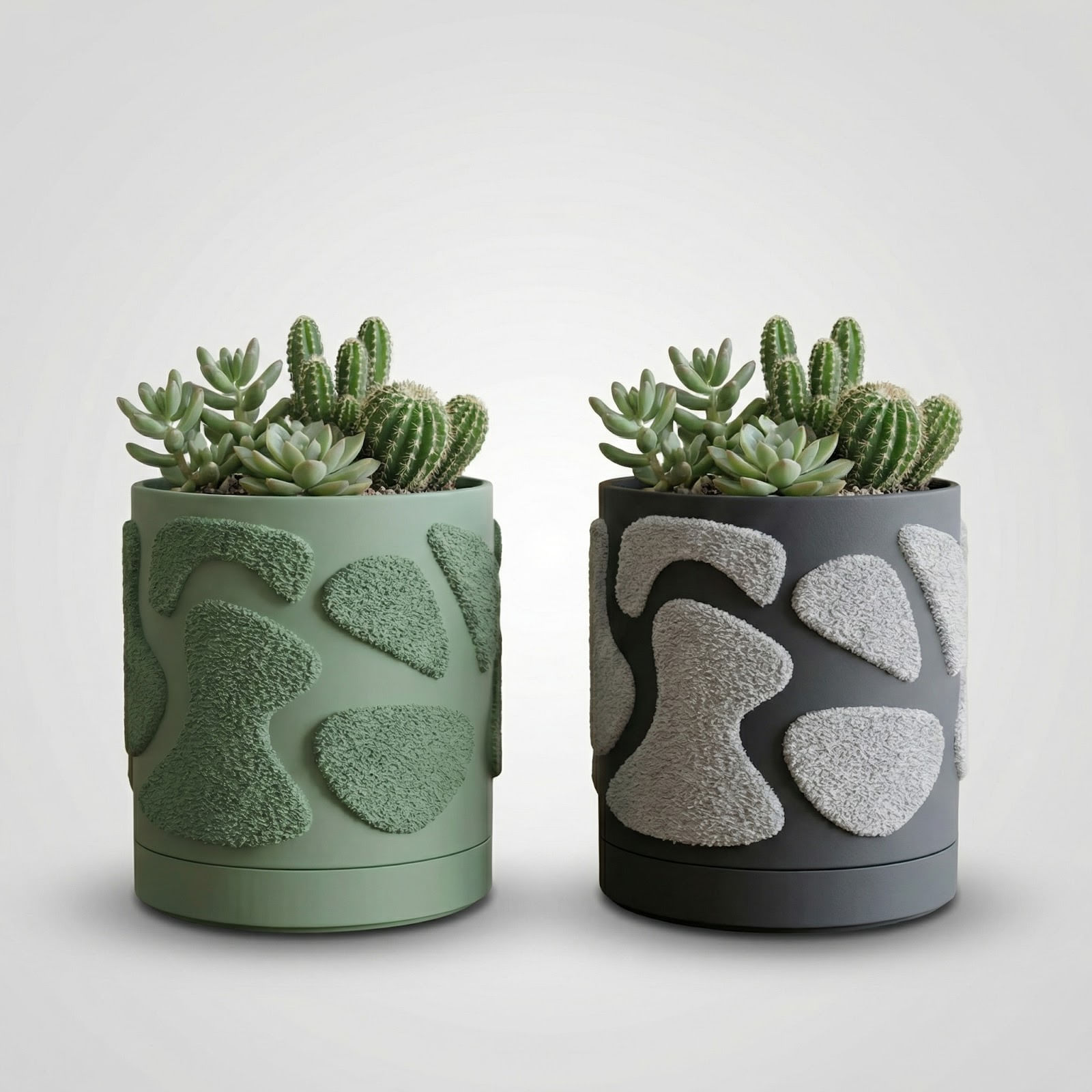 Ghiveci decorativ verde, 14 cm, cu drenaj integrat, textura organica — imaginea 6