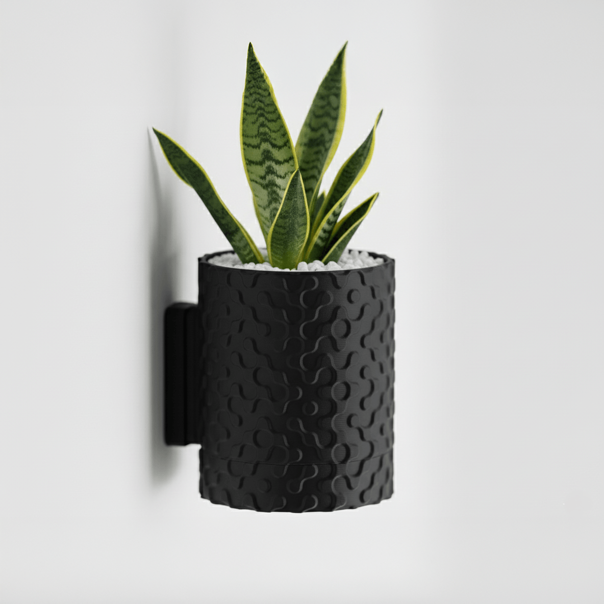 Ghiveci decorativ de perete – Design Wave Motion, culoare Midnight Onyx, plastic PLA, 14cm inaltime, 10cm diametru — imaginea 2
