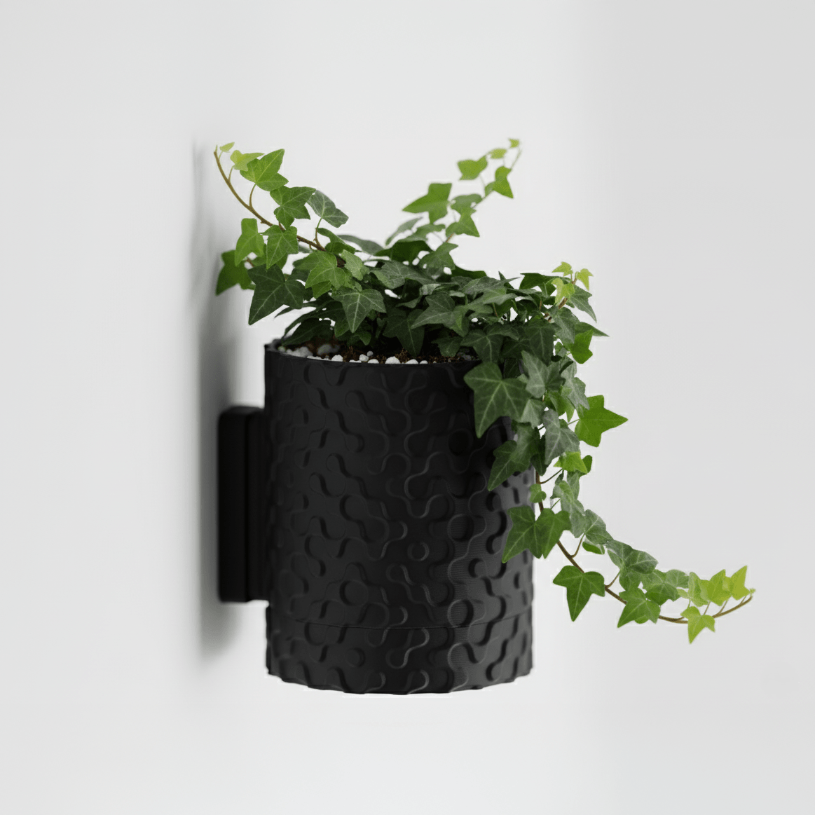 Ghiveci decorativ de perete – Design Wave Motion, culoare Midnight Onyx, plastic PLA, 14cm inaltime, 10cm diametru — imaginea 5
