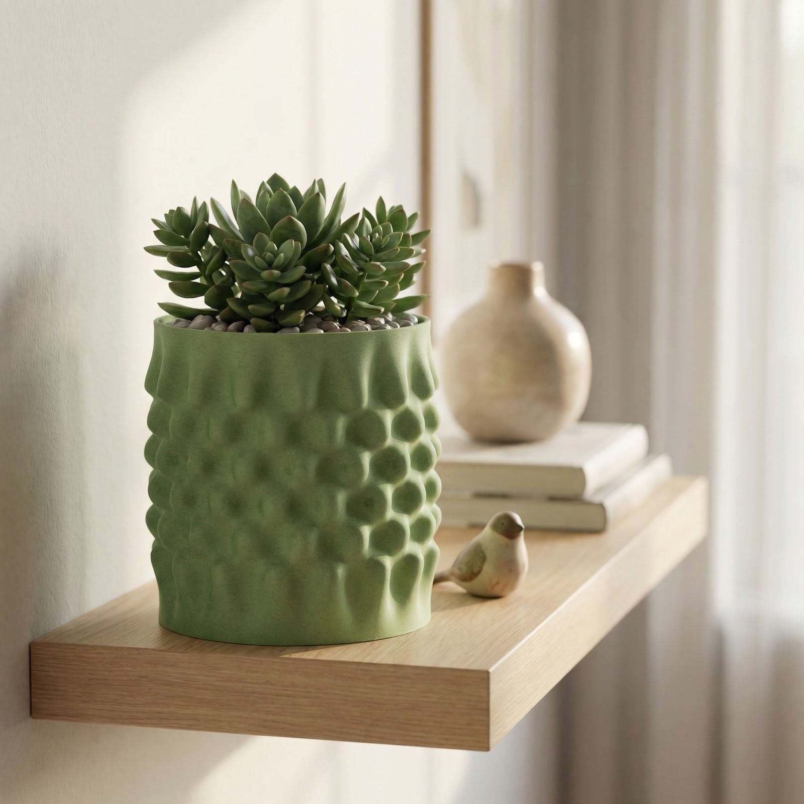 Ghiveci Decorativ Verde, Textura Organica, 15 cm — imaginea 3