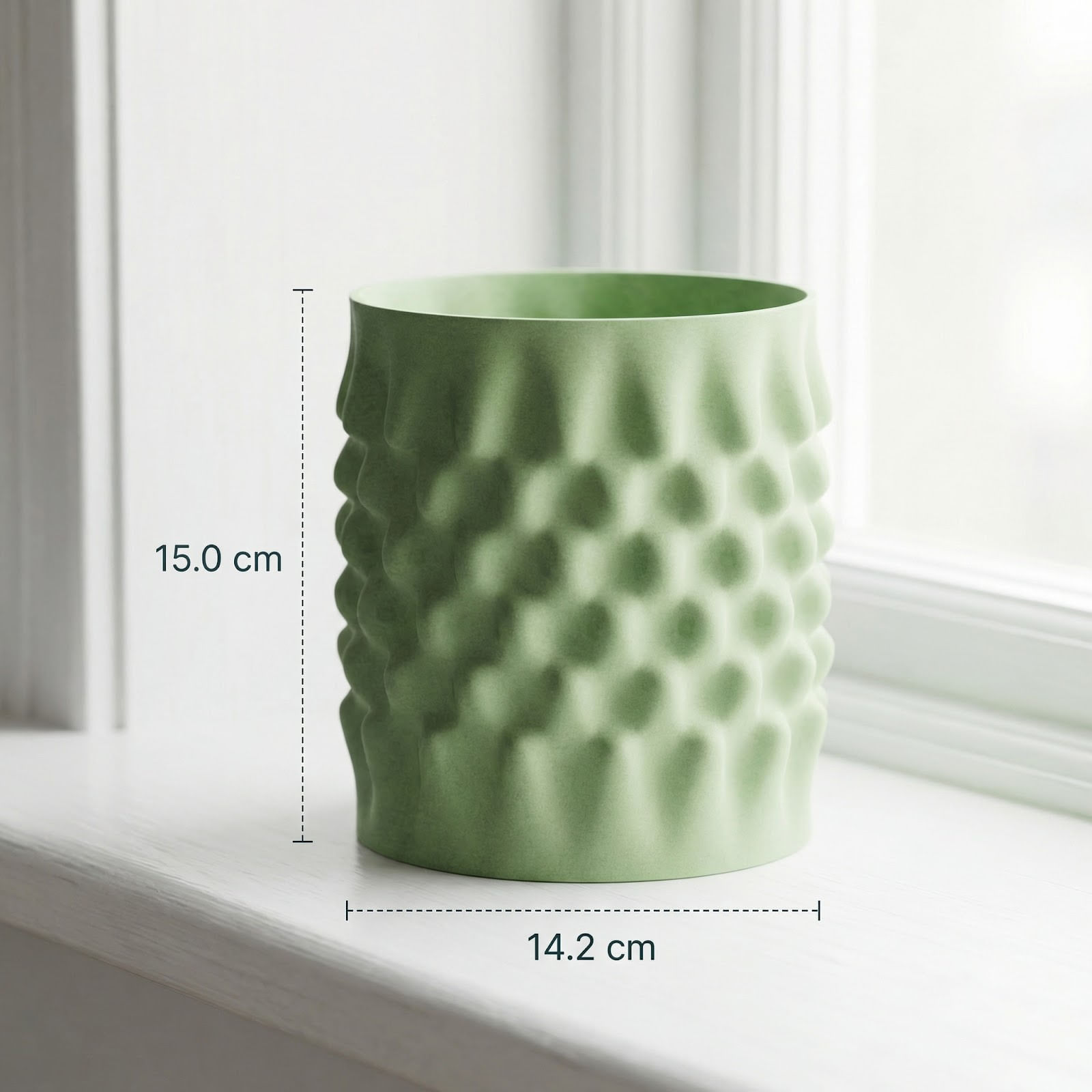 Ghiveci Decorativ Verde, Textura Organica, 15 cm — imaginea 4