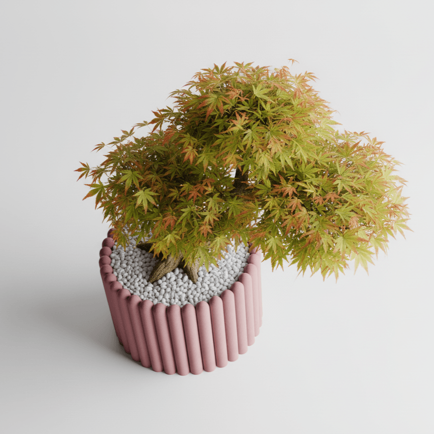 Ghiveci decorativ Rounded Columns – Culoare Rosewood Pink, plastic PLA, diametru 10cm, inaltime 13cm — imaginea 2