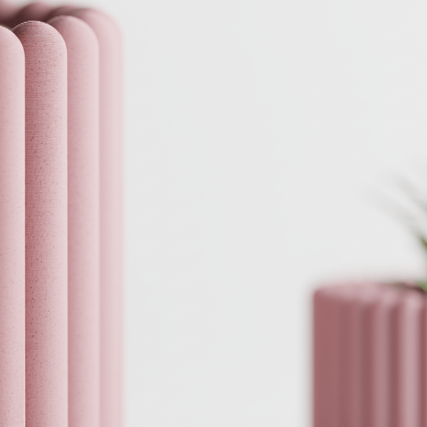 Ghiveci decorativ Rounded Columns – Culoare Rosewood Pink, plastic PLA, diametru 10cm, inaltime 13cm — imaginea 4