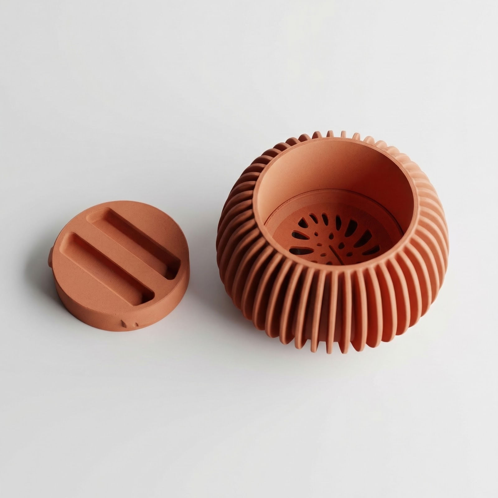 Ghiveci Decorativ cu Textura Canelata, Teracota, 12 cm — imaginea 4