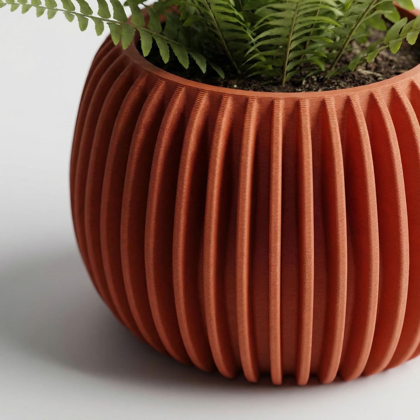 Ghiveci Decorativ cu Textura Canelata, Teracota, 12 cm — imaginea 5