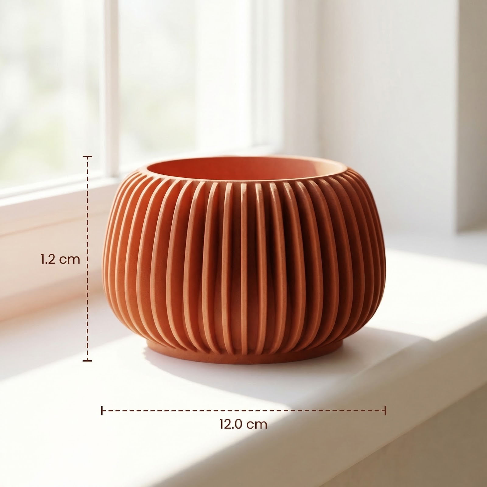 Ghiveci Decorativ cu Textura Canelata, Teracota, 12 cm — imaginea 6