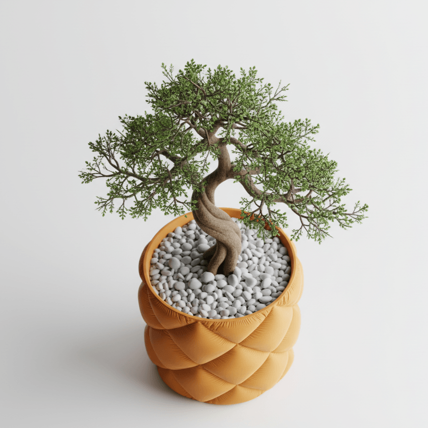 Ghiveci exclusivist cu design tridimensional si aspect premium, culoare Amber Glow, plastic PLA, diametru 11cm, inaltime 12cm — imaginea 2