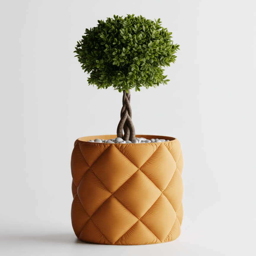 Ghiveci exclusivist cu design tridimensional si aspect premium, culoare Amber Glow, plastic PLA, diametru 11cm, inaltime 12cm — imaginea 3