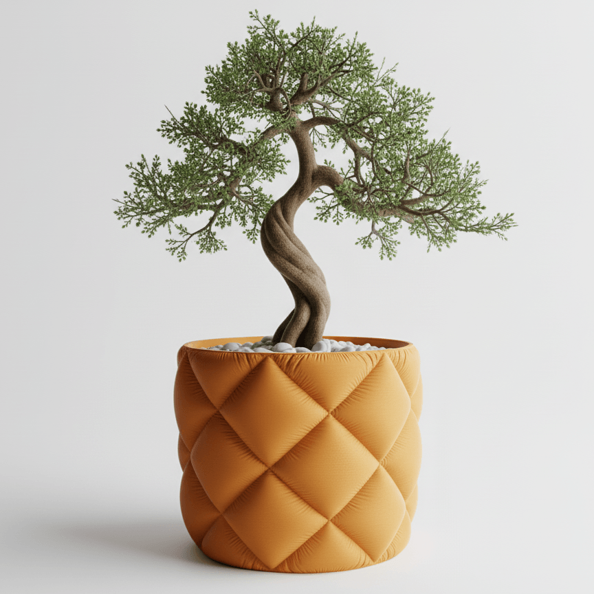 Ghiveci exclusivist cu design tridimensional si aspect premium, culoare Amber Glow, plastic PLA, diametru 11cm, inaltime 12cm — imaginea 5