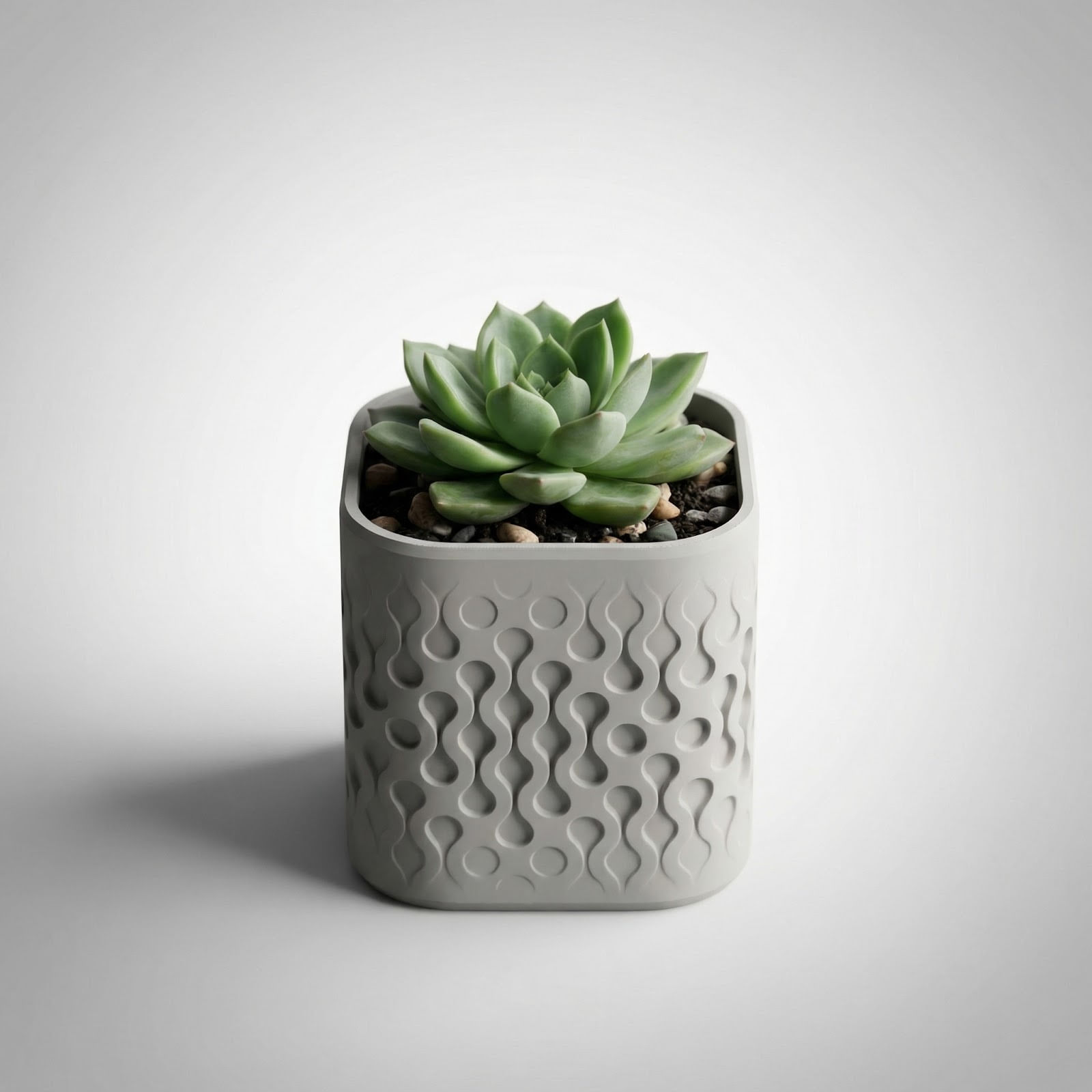 Ghiveci Decorativ cu Textura Fluida, Gri, 15 cm — imaginea 3