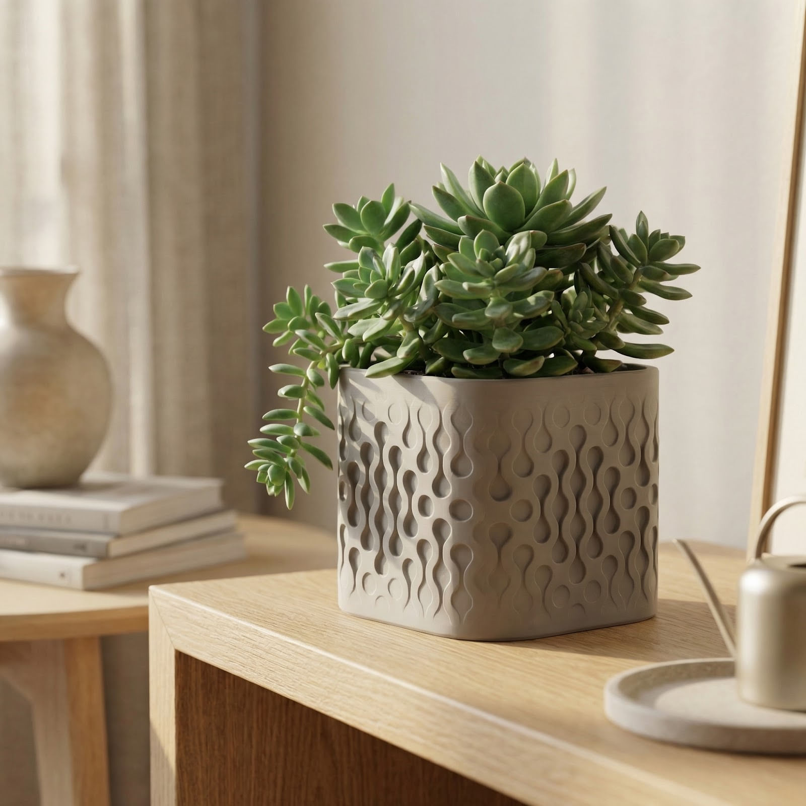 Ghiveci Decorativ cu Textura Fluida, Gri, 15 cm — imaginea 6